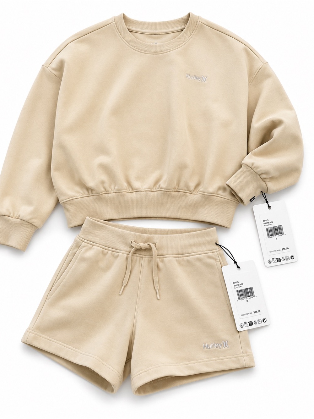 Hurley S & M Girls Matching Cropped Sweatshirt & Shorts! See description!’